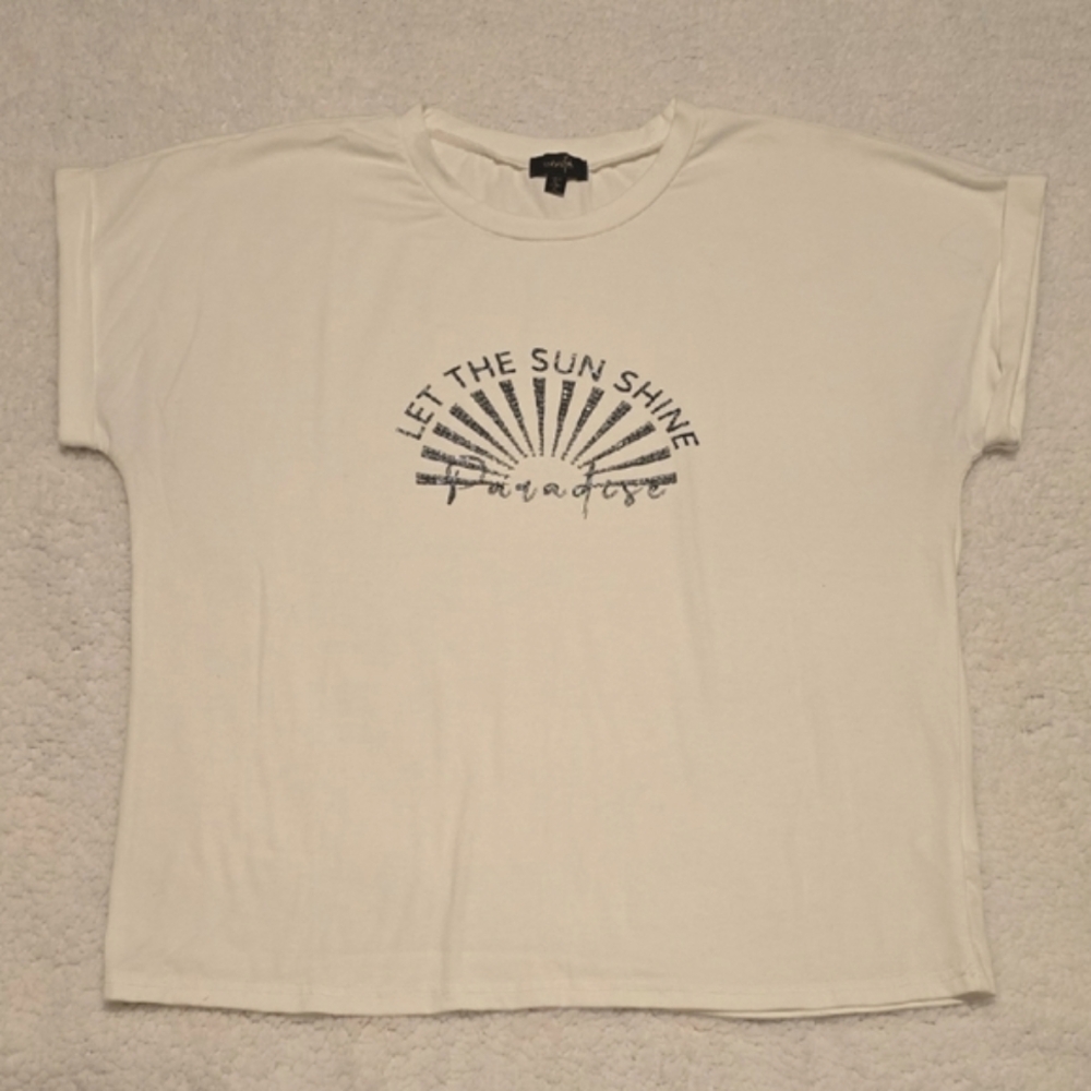 White Graphic T-Shirt with Sunburst Design